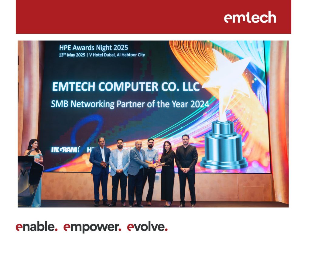 emtech Named SMB Networking Partner of the Year 2024 at HPE Reseller Awards Night