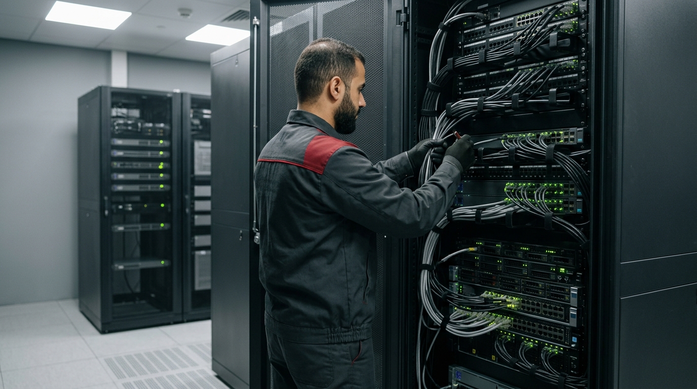 Server room maintenance covered under an IT AMC contract in the UAE
