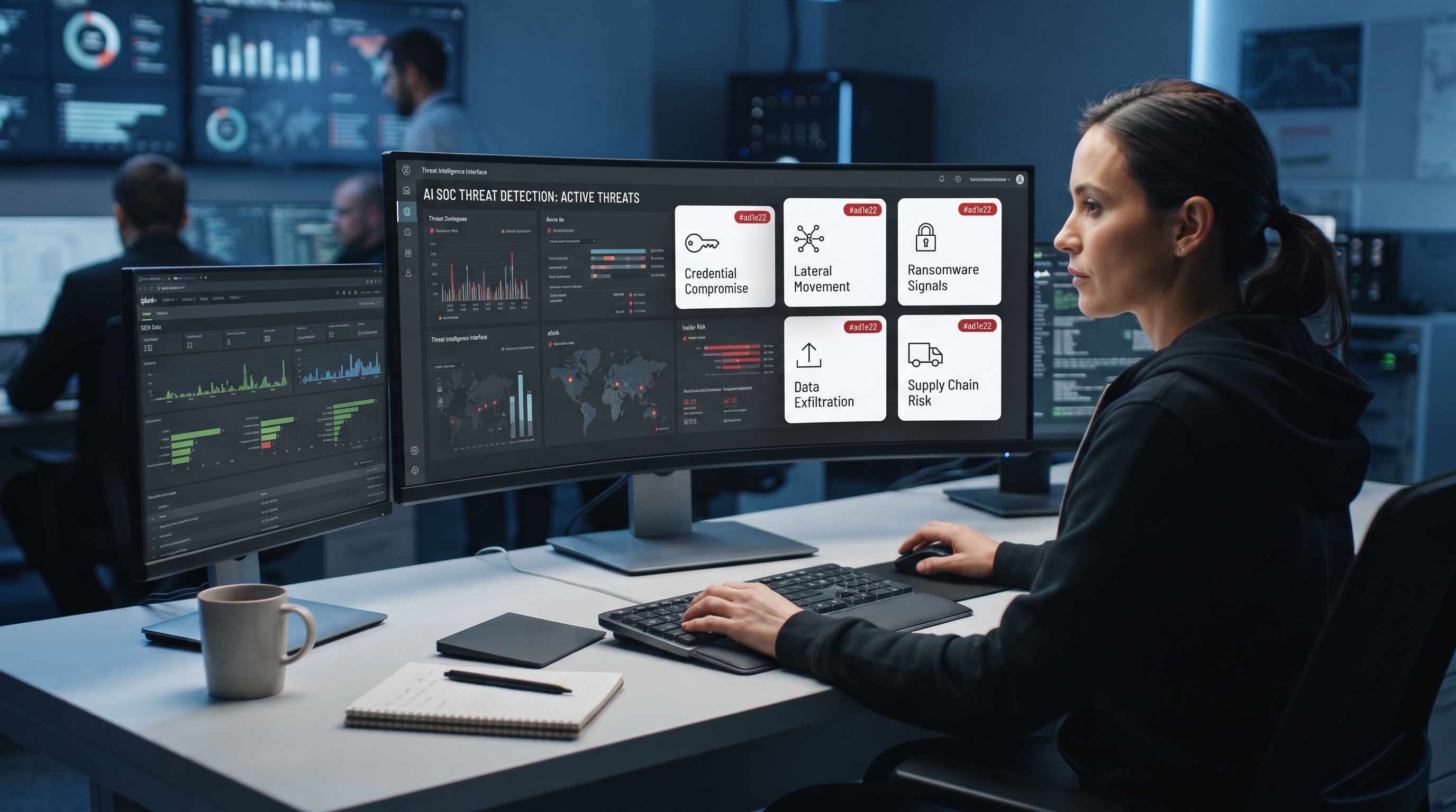 AI SOC detects credential compromise ransomware signals data exfiltration insider risk and supply chain threats faster